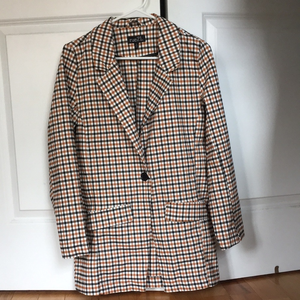 Plaid checked long blazer 🫶🏾